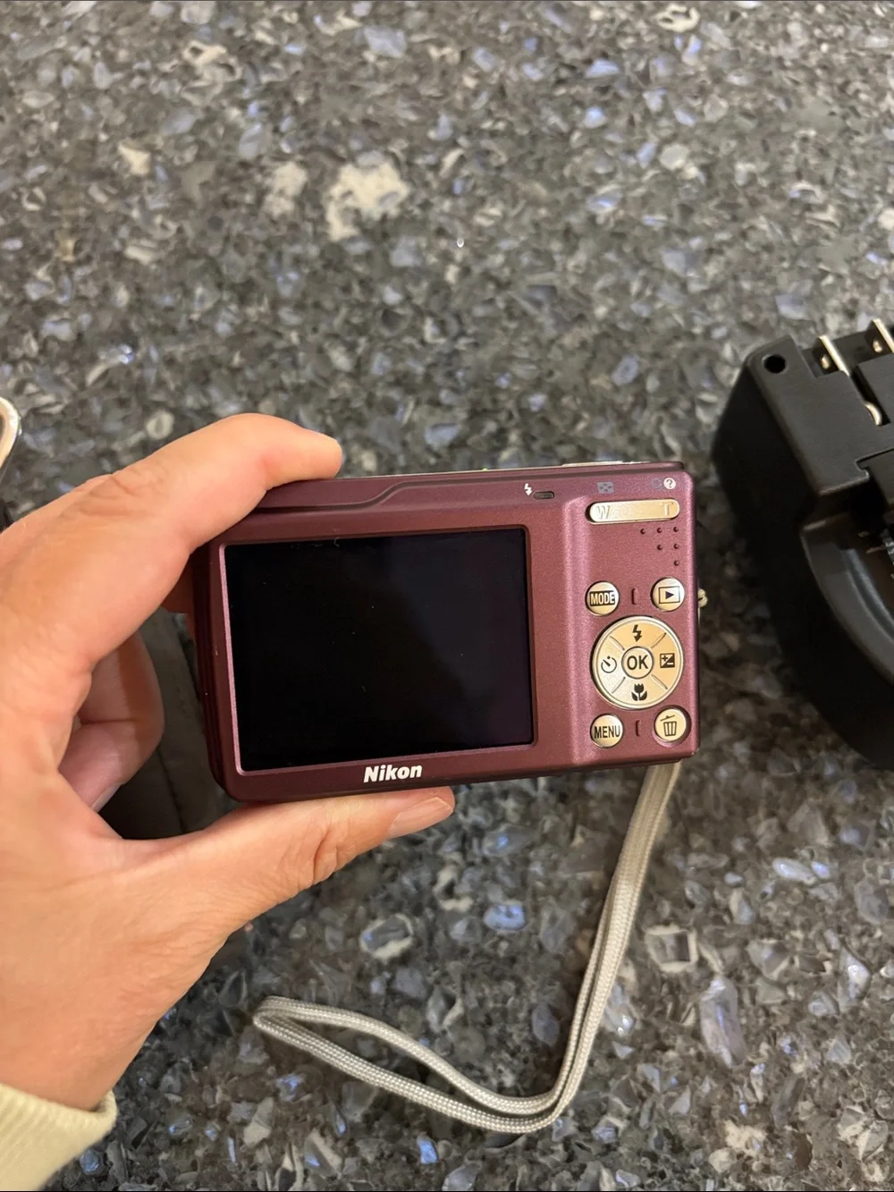 Nikon COOLPIX Compact Digital Camera - Burgundy with Wrist Strap and Memory Card